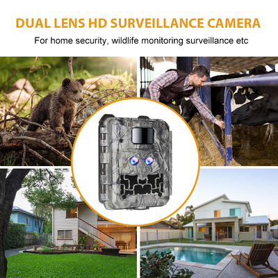 DC12V Dual Lens 1080P Wildlife Trail Camera 13MP CMOS Bez Glow Cam