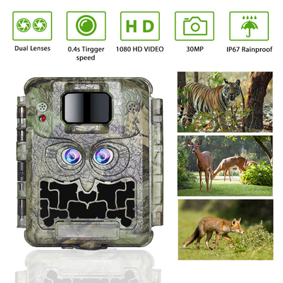 DC12V Dual Lens 1080P Wildlife Trail Camera 13MP CMOS Bez Glow Cam