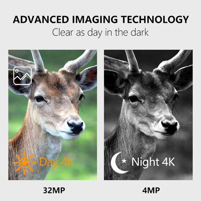 Kamera monitorująca dziką przyrodę, widzenie nocne, 0.1s Prędkość przechwytywania 32MP, 4K Kamera myśliwska, wodoodporna IP67, kamera obserwacyjna zwierząt, akcesoria myśliwskie