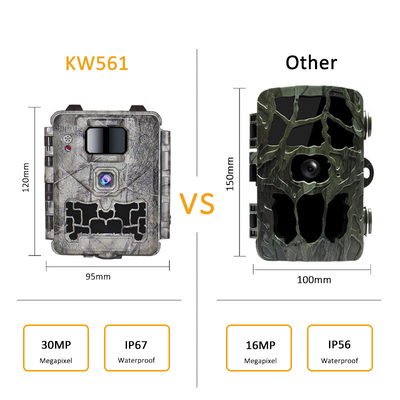 KW561 Trail Infra Cam Mini 30MP 0.25s Prędkość 4K Rozdzielczość wideo wodoodporny czujnik CMOS SD Me