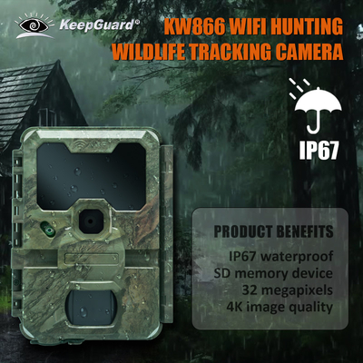 WIFI trail Camera KW866 wodoodporny IP67 OEM/ODM do 512GB Przechowywanie SD Karta pamięci 32MP 4K kamera zwierząt dzikich