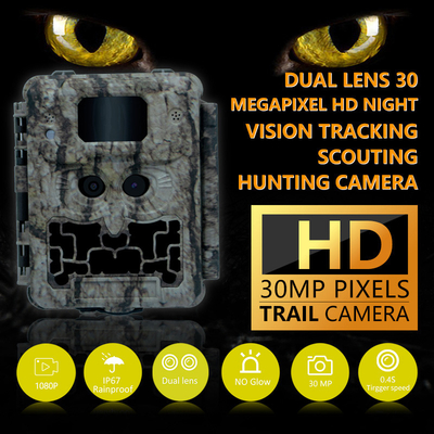 30MP bezbłyskowa kamera LED Trail dla gry łowieckiej z wizją nocną z wideo 1080P i pojemnością karty pamięci 512 GB