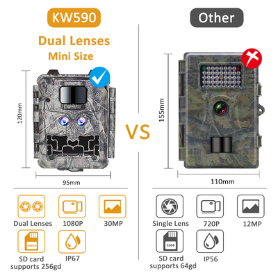 30MP bezbłyskowa kamera LED Trail dla gry łowieckiej z wizją nocną z wideo 1080P i pojemnością karty pamięci 512 GB