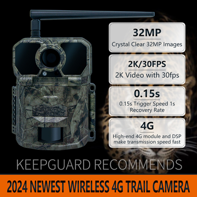 2025 Najnowszy High-End KW896 Antenna 100ft Night Range 32MP 2K Kamery myśliwskiej GSM dla 4G Wildlife Research dla kamery Trail