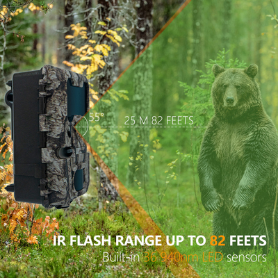 Kamera do polowań 20MP 1080P Kamera do ochrony dzikiej przyrody wodoodporna IP67 Kamera do gry i prób do 512GB Przechowywanie do 82 stóp