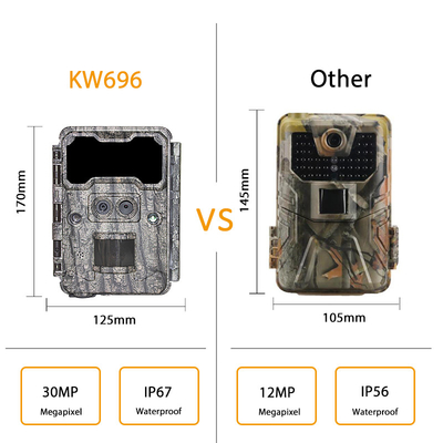 Podwójna kamera ukryta KW696 OEM/ODM 0.4s wyzwalacz 1080P/30MP wodoodporny IP67 100ft nocny zasięg dla polowania na dziką przyrodę
