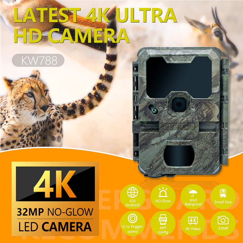 Kamera monitorująca dziką przyrodę, widzenie nocne, 0.1s Prędkość przechwytywania 32MP, 4K Kamera myśliwska, wodoodporna IP67, kamera obserwacyjna zwierząt, akcesoria myśliwskie