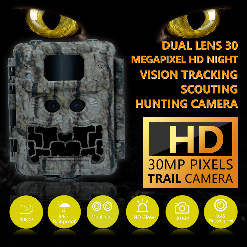 30MP bezbłyskowa kamera LED Trail dla gry łowieckiej z wizją nocną z wideo 1080P i pojemnością karty pamięci 512 GB